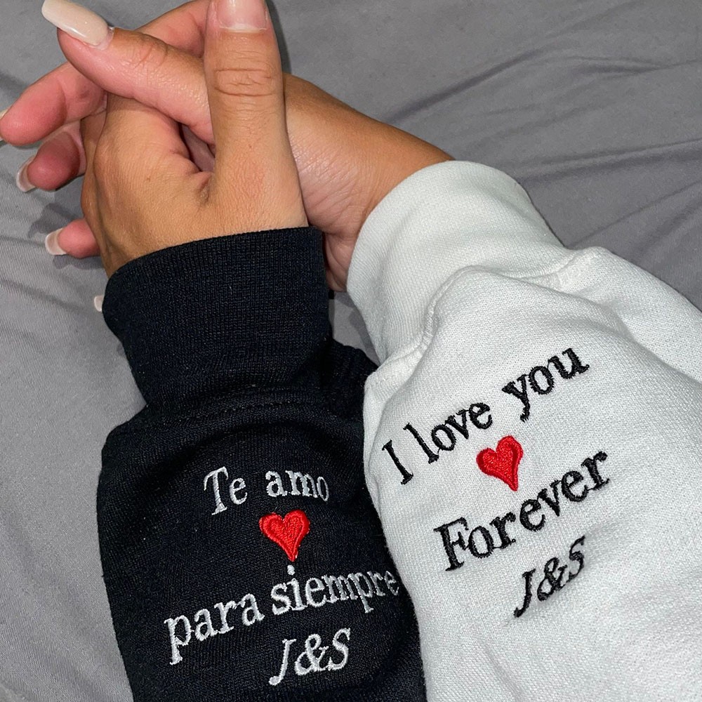 Personalized Embroidered Matching Hoodie Sweatshirt Couple Gifts 