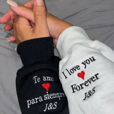 SHIPS NEXT DAY❗❗Hot Sale Personalized Embroidered Forever yours You are mine Matching Hoodie Sweatshirt Couple Gifts 